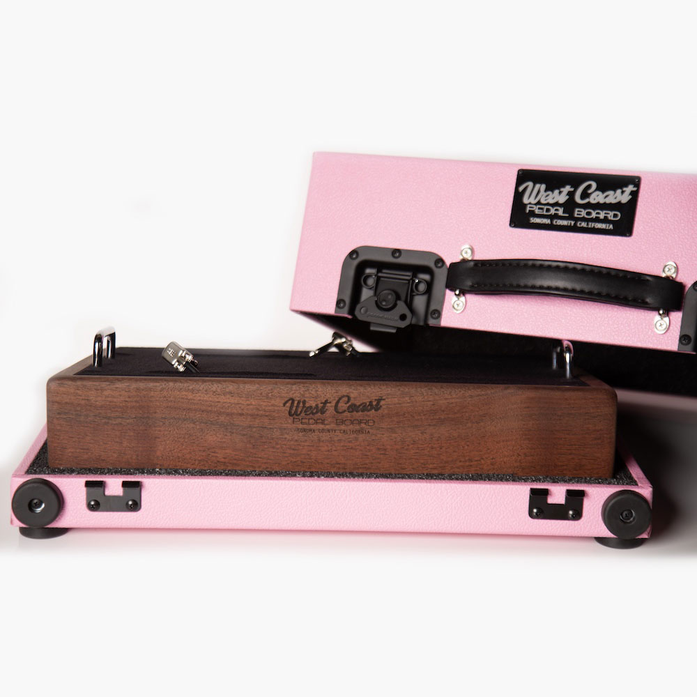 Pink Hard Case and Walnut Pedalboard